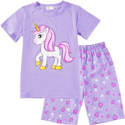 Little Hand Toddler Gril Pajamas Unicorn Summer 100% Cotton ShortSleeve Size 2t-7t