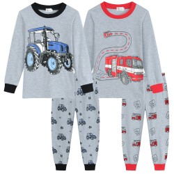FEDPOP Toddler Boys Pajamas Tractor Sleepwear 100% Cotton Pjs Clothes Set