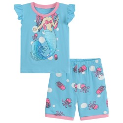 Little Hand Girls Pajamas Short Mermaid Summer Pjs 2 Piece Sleepwear Set 2T-7T