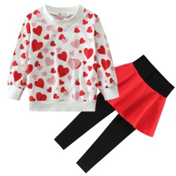 FEDPOP Girls Clothes Outfits Sets Sweatshirt Top & Long Pantskirts Graphic Clothes Set