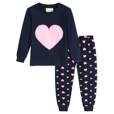 Little Hand Girls Pajamas Heart Print Valentine's Day Pjs Set
