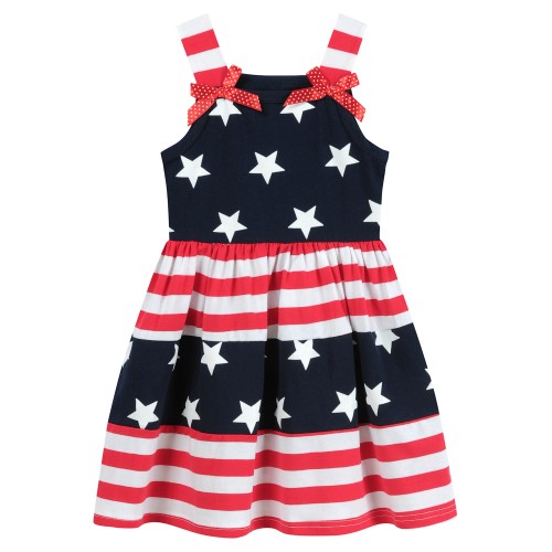 Little Hand July 4th Dresses for Toddler Girls American Flag Summer Dress