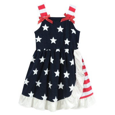 Little Hand Toddler Girls Dresses 4th of July American Flag Summer Dress