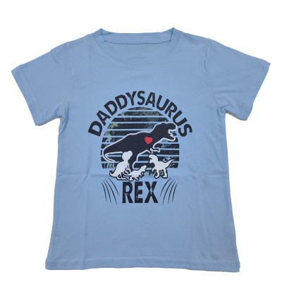 Little Hand Kid Tee Shirts Dinosaur Boy Girl Summer Cotton Tops Daddy Saurus