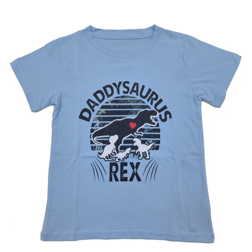 Little Hand Kid Tee Shirts Dinosaur Boy Girl Summer Cotton Tops Daddy Saurus