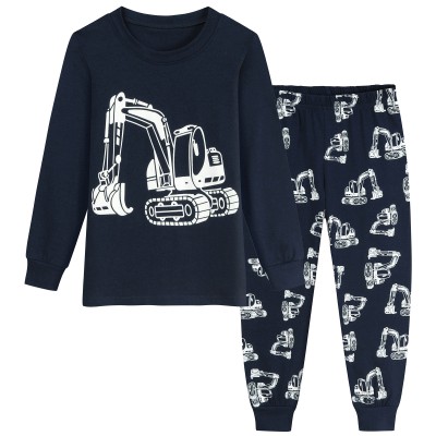 Little Hand Boys Pajamas Sets Glow-In-The-Dark 100% Cotton Sleepwear Pjs