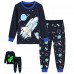 FEDPOP Boys Glow in the Dark Pajamas Space Graphic Sleepwear Kids Cotton Pjs Clothes