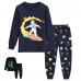 FEDPOP Toddler Boys Space Pajamas Glow in the Dark Graphic Sleepwear Kids Cotton Pjs Clothes
