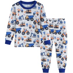 FEDPOP Toddler Boys Cars Pajamas Kids Long Sleeve Snug-Fit Clothes Pjs Set