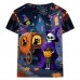 FEDPOP Boys Halloween T-shirts Kids 3D Printed Graphic Tops Pumpkin Short Sleeve Tees Clothes