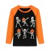 FEDPOP Boys Halloween Shirts Kids Glow in the Dark Skeleton Graphic Tees Raglan Pumpkin T-Shirt