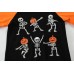 FEDPOP Boys Halloween Shirts Kids Glow in the Dark Skeleton Graphic Tees Raglan Pumpkin T-Shirt