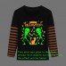 FEDPOP Halloween Shirts Boys Girls Kids Glow in the Dark Skeleton Long Tees Raglan T-Shirt Clothes