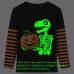 FEDPOP Kids Halloween Long Shirts Boys Girls Dinosaur Glow in the Dark Skeleton Tees Clothes