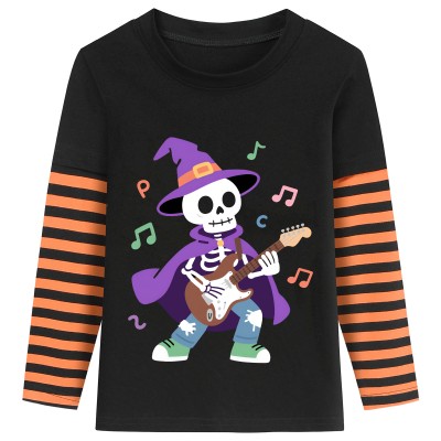 FEDPOP Toddlers Boys Girls Halloween Tops Long Sleeve Skeleton Glow in the Dark Tees Unisex Shirts