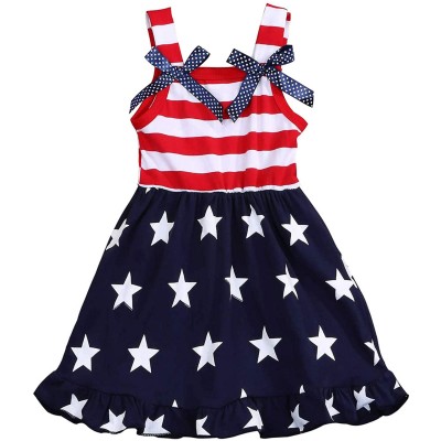 Little Hand Toddler Girl Causal Dresses 4th of July American Flag Tank Dress