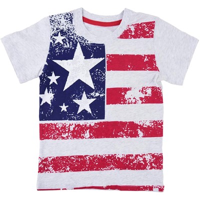 Little Hand Toddler Boys American Flag Distressed T-Shirt Kids 4th July Shirt