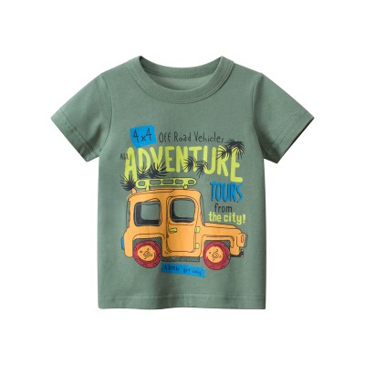 Little Hand Toddler Boys Tops Cartoon Car Print Tees Kids Cotton Clothes Summer Short Sleeves T-Shirts