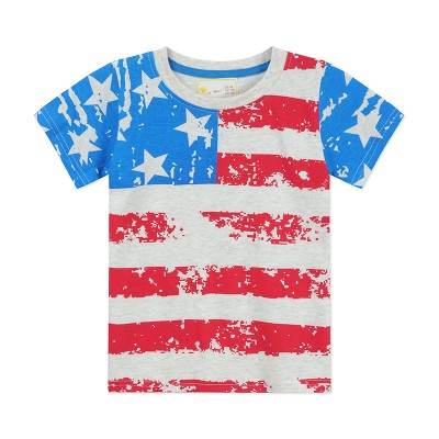 Little Hand Toddler Boys American Flag Distressed T-Shirt Kids 4th of July Shirt 2-7 Years