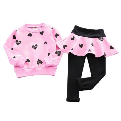 Little Hand Toddler Girls Pink Long Sleeve Top & Long Pants 2-Piece Clothing Set