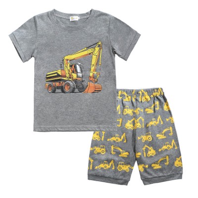 Little Hand Boy Excavator Pajama Short Sleepwear Summer Cotton Pjs