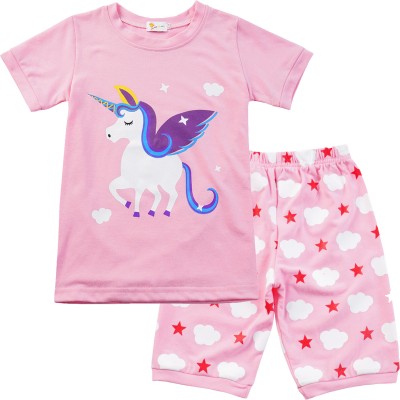 Little Hand Toddler Gril Pajamas Kids Pjs Summer Short Sets Clothes Unicorn Pajamas 2t-7t