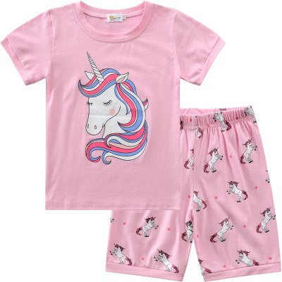 Little Hand Toddler Gril Pajamas 100% Cotton Summer Unicorn Short Sets Size 2t-7t