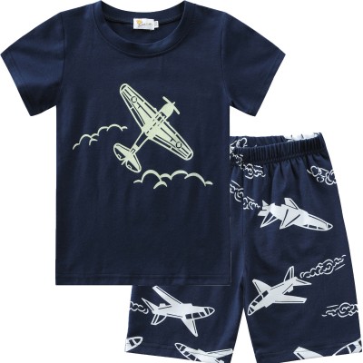 Little Hand Toddler Boys Airplane Pajamas Set Summer ShortSleeve Size 2t-7t