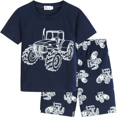 Little Hand Toddler Boys Pajamas 100% Cotton Kids Summer Short Sets Truck Glow in Dark PJS 2t-7t