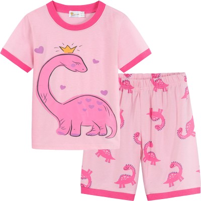 Little Hand Toddler Gril Dinosaur Pajamas 100% Cotton ShortSleeve Pjs Size 2t-7t