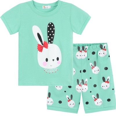 Little Hand Toddler Girl Rabbit Pajamas 100% Cotton Pjs Summer Short Set