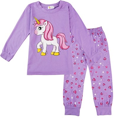 Little Hand Girls Pajamas Sets Toddler Unicorn PJS 100% Cotton Long Sleeve Sleepwear Size 2-7T