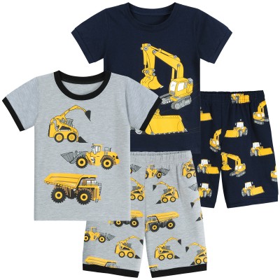 FEDPOP Toddler Boy Pajama Summer Short Excavator Sleepwear Set Cotton Pjs Size 2T