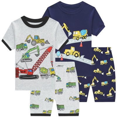 FEDPOP Toddler Boys Pajamas Engineering Car Graphic Sleepwear Cotton Pjs Size 2T