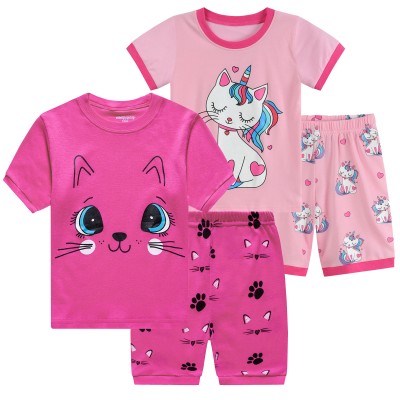 FEDPOP Toddler Girls Pajamas Sets Summer Short Pjs Sleepwear Kids Cotton Clothes 2T