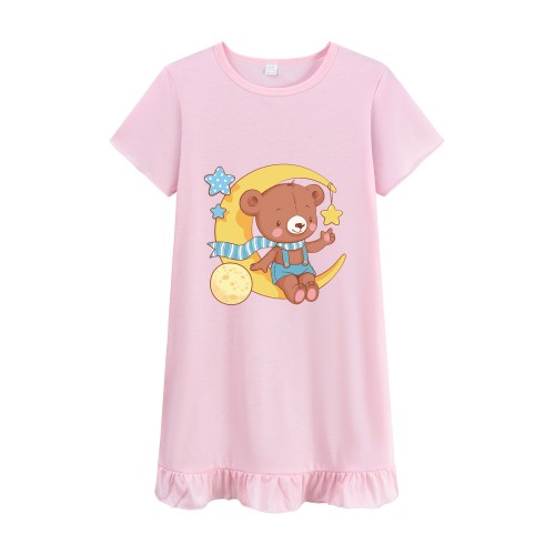 FEDPOP Toddler Girl Nightgowns Dresses Cotton Sleepshirts Summer Nighties Short Sleeve Pink Dress for Kids 4T FEDPOP Toddler Girl Nightgowns Dresses Cotton Sleepshirts Summer Nighties Short Sleeve Pink Dress for Kids 4T