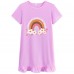 FEDPOP Toddler Girls Cotton Nightgowns Summer Sleepshirts Nighties Short Sleeve Purple Dress for Kids 3T FEDPOP Toddler Girls Cotton Nightgowns Summer Sleepshirts Nighties Short Sleeve Purple Dress for Kids 3T