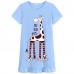 FEDPOP Girls Cotton Nightgowns for Toddler Sleepshirts Dresses Summer Nightties Short Sleeve Blue Dress 3T