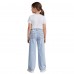 FEDPOP Girls Wide Leg Baggy Jeans, High Waisted Denim Pants with Pockets, Casual Y2K Loose Trousers for Kids, Blue, 8-14Y FEDPOP Girls Wide Leg Baggy Jeans, High Waisted Denim Pants with Pockets, Casual Y2K Loose Trousers for Kids, Blue, 8-14Y