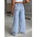 FEDPOP Girls Wide Leg Baggy Jeans, High Waisted Denim Pants with Pockets, Casual Y2K Loose Trousers for Kids, Blue, 8-14Y FEDPOP Girls Wide Leg Baggy Jeans, High Waisted Denim Pants with Pockets, Casual Y2K Loose Trousers for Kids, Blue, 8-14Y