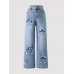 FEDPOP Girls Wide Leg Baggy Jeans, High Waisted Denim Pants with Pockets, Casual Y2K Loose Trousers for Kids, Blue, 8-14Y FEDPOP Girls Wide Leg Baggy Jeans, High Waisted Denim Pants with Pockets, Casual Y2K Loose Trousers for Kids, Blue, 8-14Y