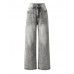FEDPOP Girls Baggy Wide Leg Jeans, Elastic Waist Pull-On Denim Pants with Pockets, Casual Loose Teen Jeans, Gray, 12-16Y