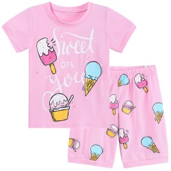 FEDPOP Toddler Girls Pajamas Summer Graphic Sleepwear Set Kids Cotton Pjs Size 2T
