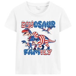 FEDPOP Boys 4th of July Shirts Dinosaur T-Shirts Kids Patriotic Tops Tees 2T