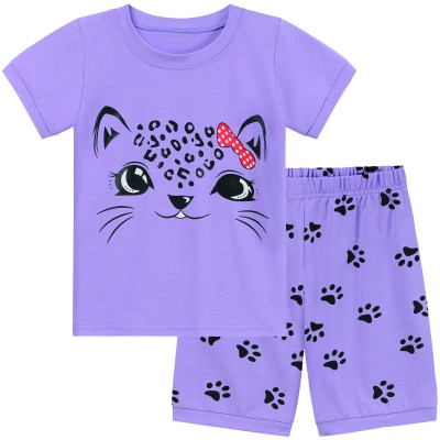 FEDPOP Girls Pajama Set Toddlers Summer Short Pjs Cotton Pajamas Kids Sleepwear 2T